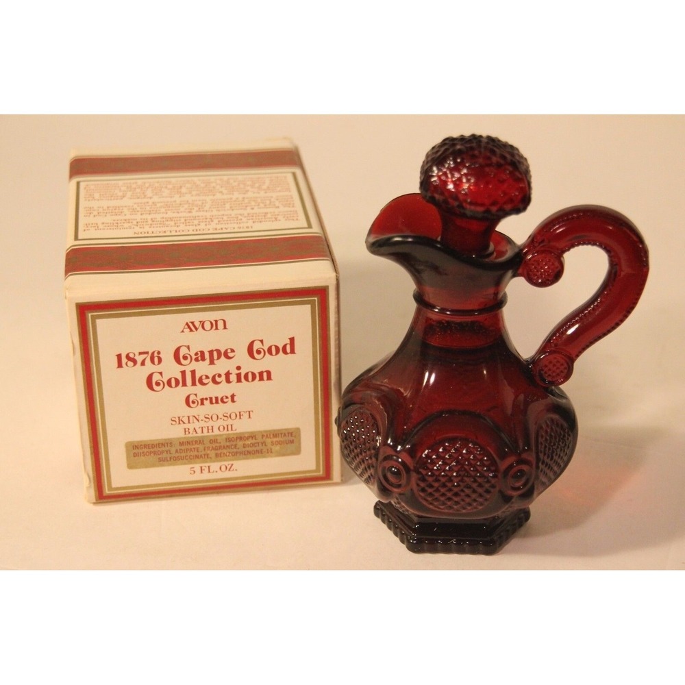 Avon 1876 Cape Cod Collection Gruet Ruby Red Glass Skin So Soft Bath Oil 5oz Box